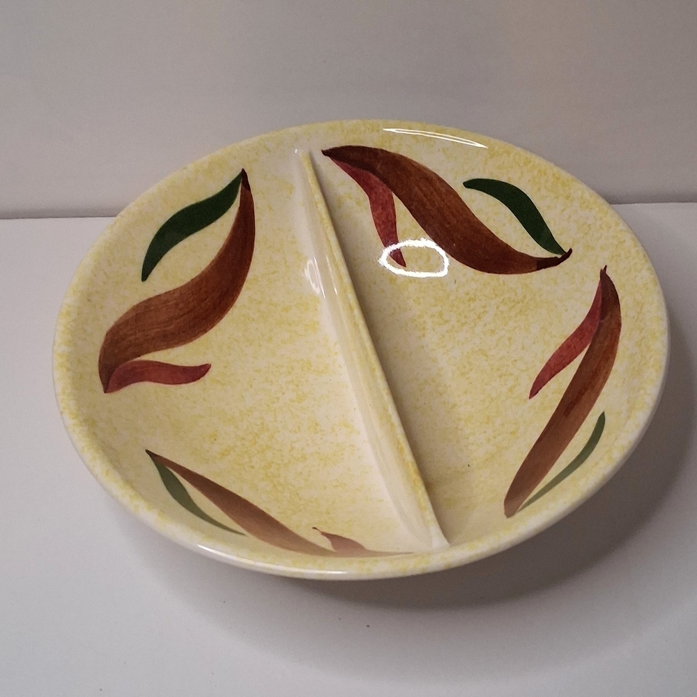 Blue Ridge Relish Dish Southern Potteries Hand Painted "Willow" Vintage